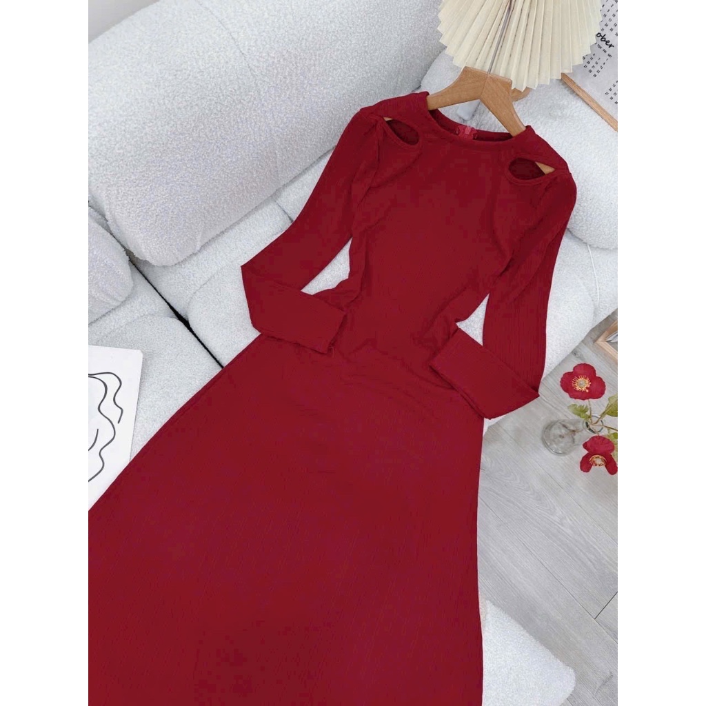 ĐẦM MIDI THUN KHOÉT VAI