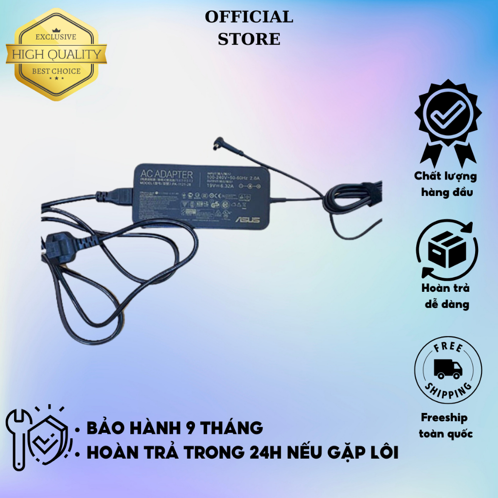 Sạc Laptop Asus Gaming Zin cao cấp 19V 6.32A  GL551 GL551JM GL551JW GL551JX GL552 GL552JX GL552VX GL552VW G73