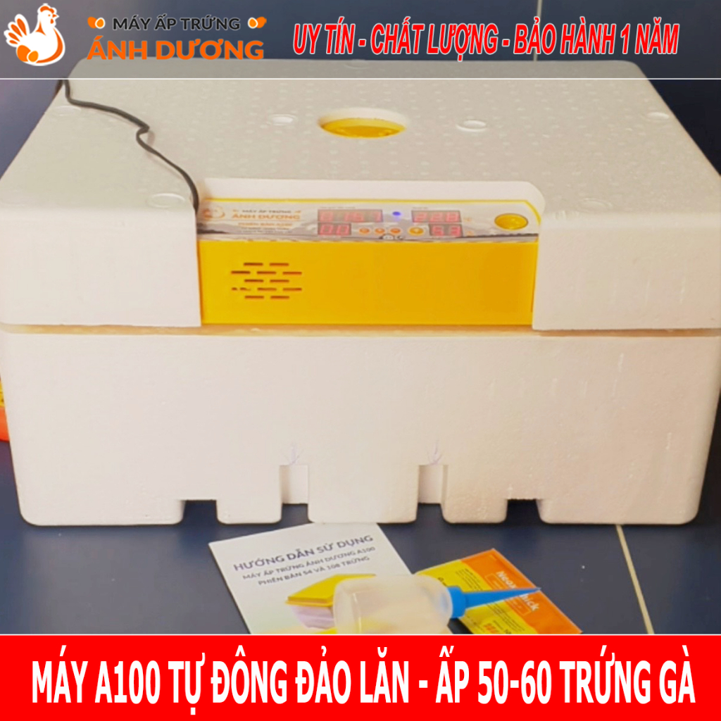 Máy ấp trứng Ánh Dương A100 - Ấp tự động 50-60 trứng, khay nhựa đảo lăn