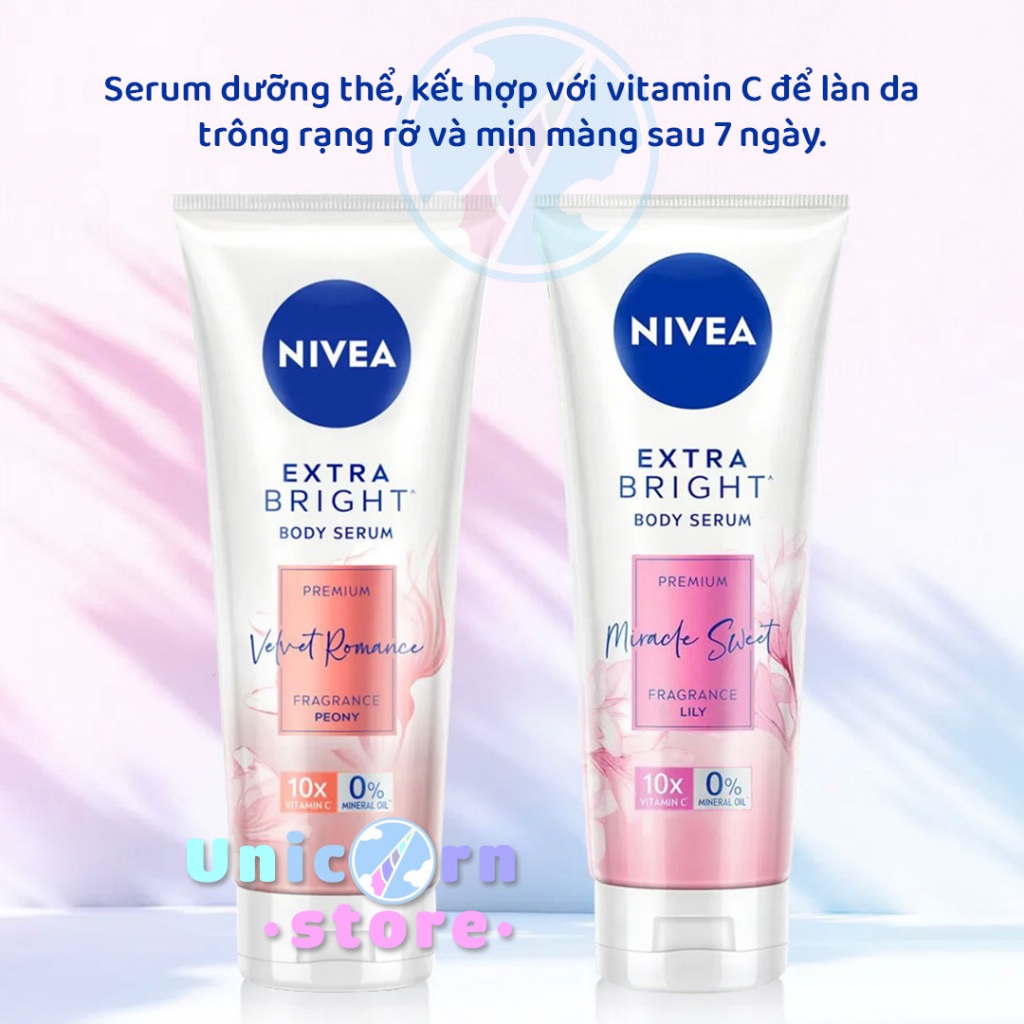 Tinh Chất Dưỡng Thể Dưỡng Sáng Nước Hoa Cao Cấp Nivea Extra Bright Body Serum Premium Fragrance 180mL