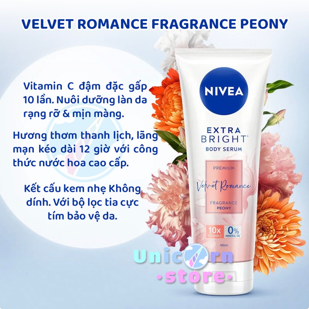 Tinh Chất Dưỡng Thể Dưỡng Sáng Nước Hoa Cao Cấp Nivea Extra Bright Body Serum Premium Fragrance 180mL