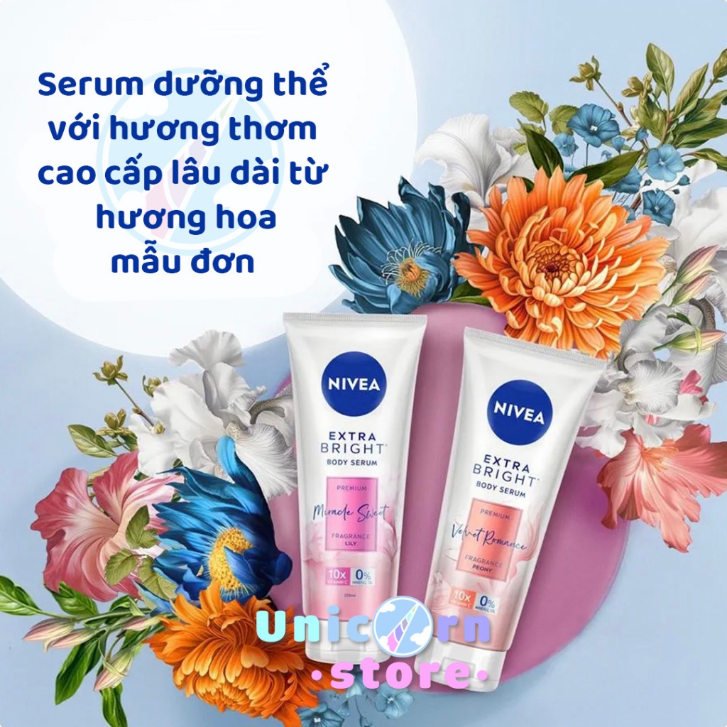 Tinh Chất Dưỡng Thể Dưỡng Sáng Nước Hoa Cao Cấp Nivea Extra Bright Body Serum Premium Fragrance 180mL