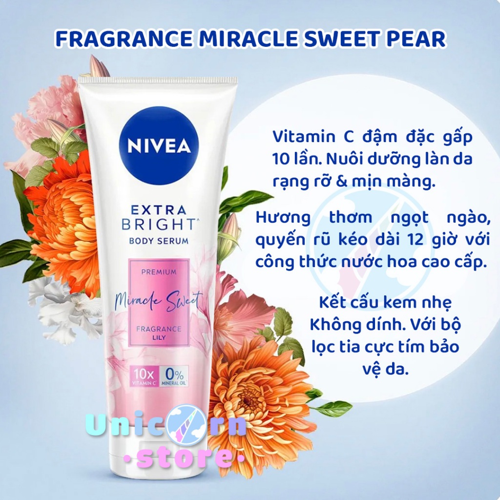 Tinh Chất Dưỡng Thể Dưỡng Sáng Nước Hoa Cao Cấp Nivea Extra Bright Body Serum Premium Fragrance 180mL