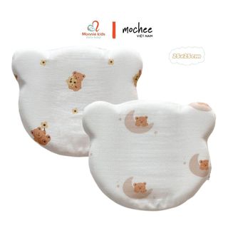 Gối cao su non cho bé Mochee hình gấu 25x25cm chống ngạt thoáng khí cho trẻ - Monnie Kids