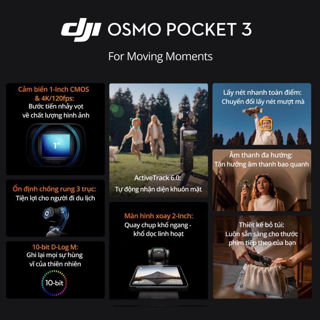 Máy quay kỹ thuật số cầm tay Action Camera DJI Pocket 3 bảo hành 12 tháng