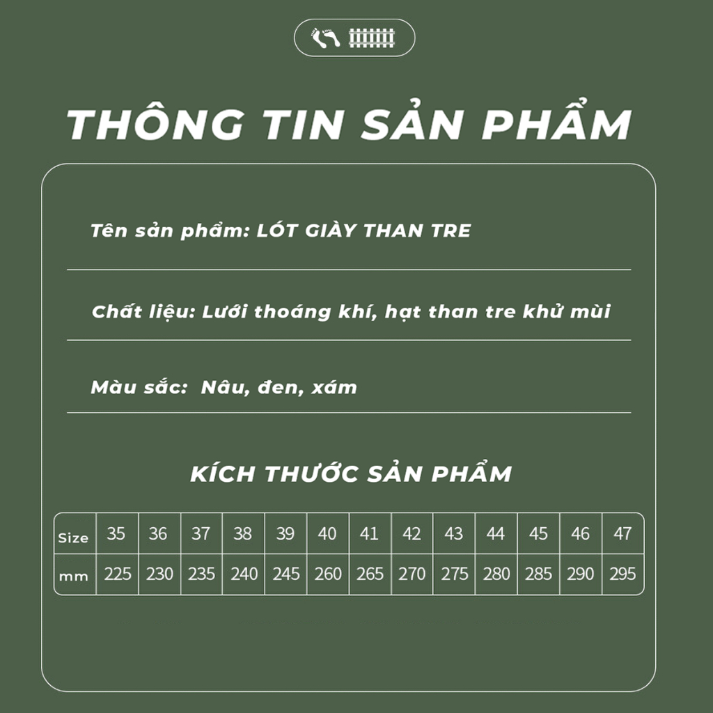 Lót giày than tre khử mùi thoáng khí thấm hút mồ hôi hút ẩm cao cấp LGTT29