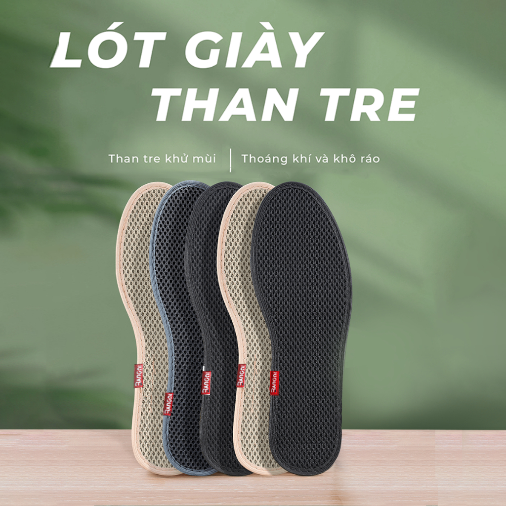 Lót giày than tre khử mùi thoáng khí thấm hút mồ hôi hút ẩm cao cấp LGTT29