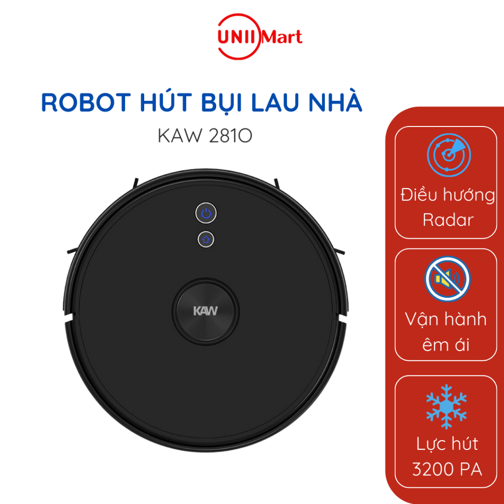 Robot hút bụi lau nhà KAW chính hãng - Lực hút mạnh mẽ - Radar điều hướng tự động - Lau dọn theo bản đồ Bảo hành 1 đổi 1