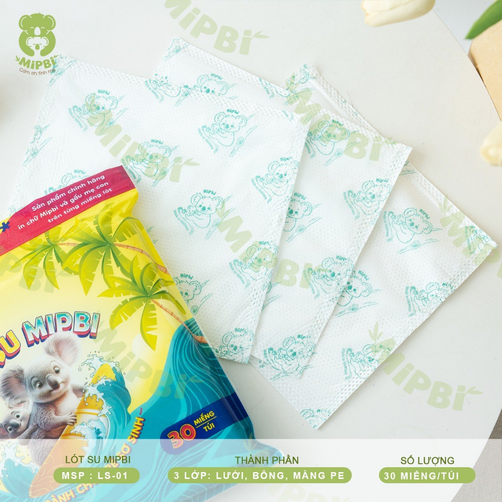 MIPBI - Gói 30 Tấm Lót Phân Su Sơ Sinh Cao Cấp MIPBI An Toàn Tiện Lợi Cho Mẹ Và Bé
