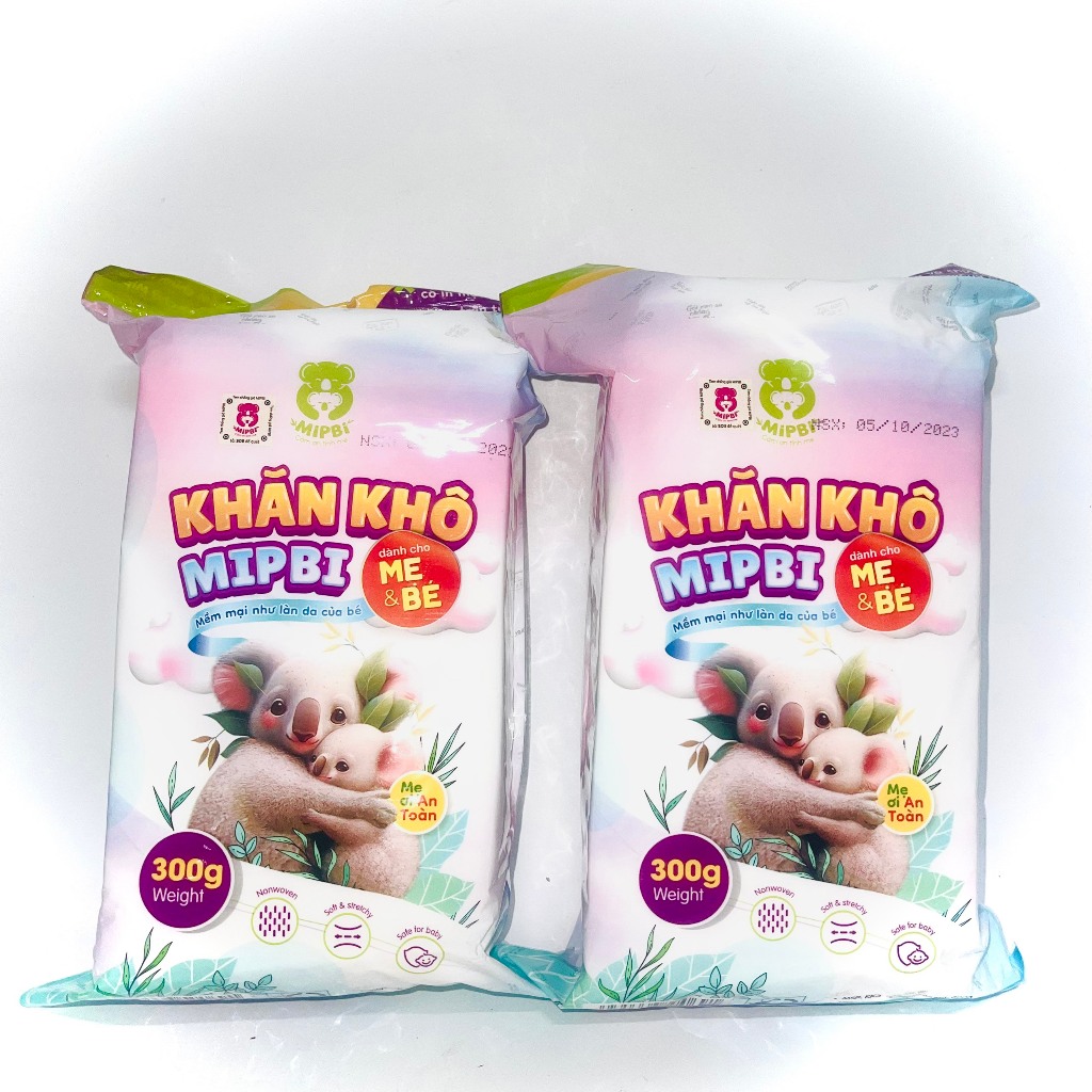 HÀNG CHÍNH HÃNG Khăn khô đa năng Mipbi 600gram,900gr an toàn cho bé MỀM MIN NHƯ LÀN DA EM BÉ