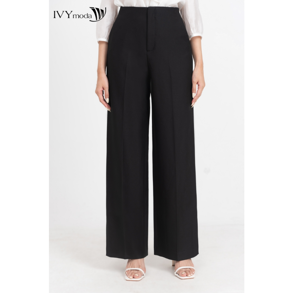 Quần dài ống suông kéo khóa nữ IVY moda MS 22M8523