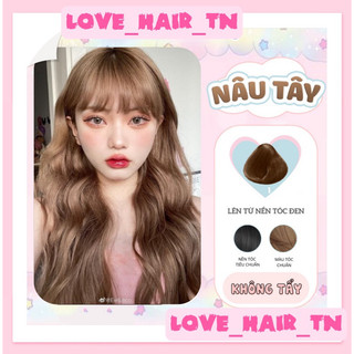 Thuốc nhuộm tóc màu nâu tây lên từ nền đen kèm oxi