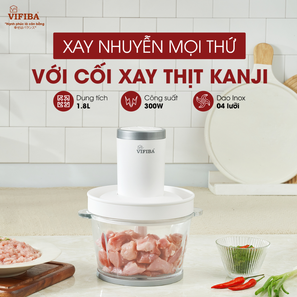 Máy Xay Thịt Chính Hãng VIFIBA, Kèm 2 Bộ 4 Lưỡi Dao, Công Suất 300W, 2 Cấp Độ Xay VE11