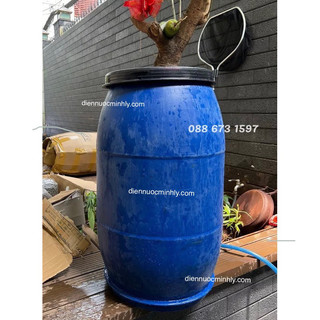 Thùng phi 120l dày, phuy nhựa xanh 120l có đai, thùng đựng nước, thùng đựng rác