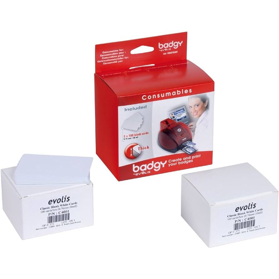 Thẻ nhựa  PVC trắng Badgy VBDG103EU 0.76mm - EVOLIS HIGHTRUST CLASSIC BLANK WHITE PVC CARDS