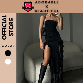 [Ảnh Thật] Đầm Dự Tiệc Xẻ Đùi Họa Tiết Hoa, Váy Thun Ôm Body Vạt Bèo Sang Trọng +Tặng Kèm Dây Cổ [AdorablexBeautiful]