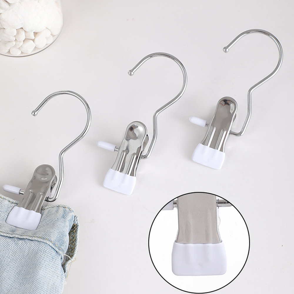 Móc Kẹp Đơn Treo Đồ Đa Năng Thép Không Gỉ - Móc Treo Quần Áo, Mũ, Nón - Móc Kèm Kẹp Phơi Đồ Tã Lót Trẻ Sơ Sinh, Tất, Vớ