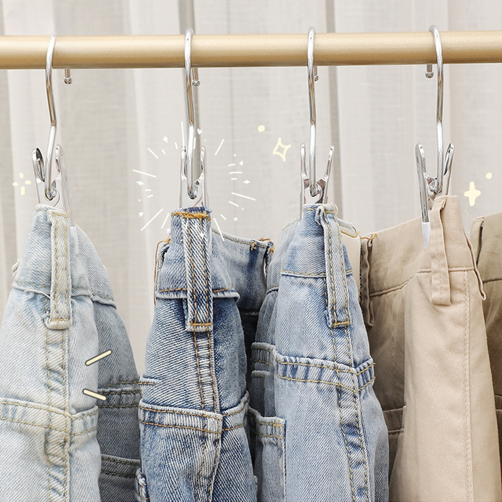 Móc Kẹp Đơn Treo Đồ Đa Năng Thép Không Gỉ - Móc Treo Quần Áo, Mũ, Nón - Móc Kèm Kẹp Phơi Đồ Tã Lót Trẻ Sơ Sinh, Tất, Vớ