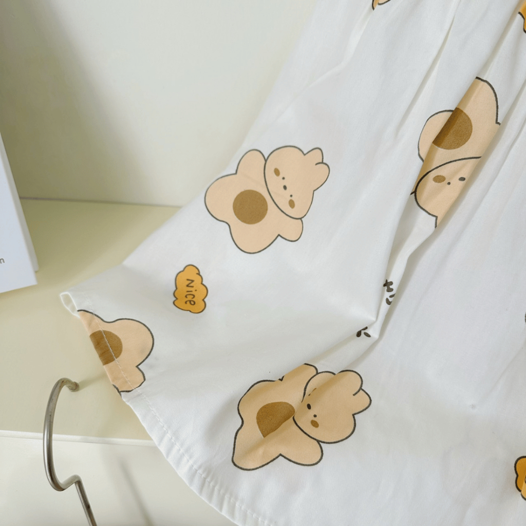 TT190  Váy thô hàn gấu cổ sen sát nách cho bé - MOMCARE