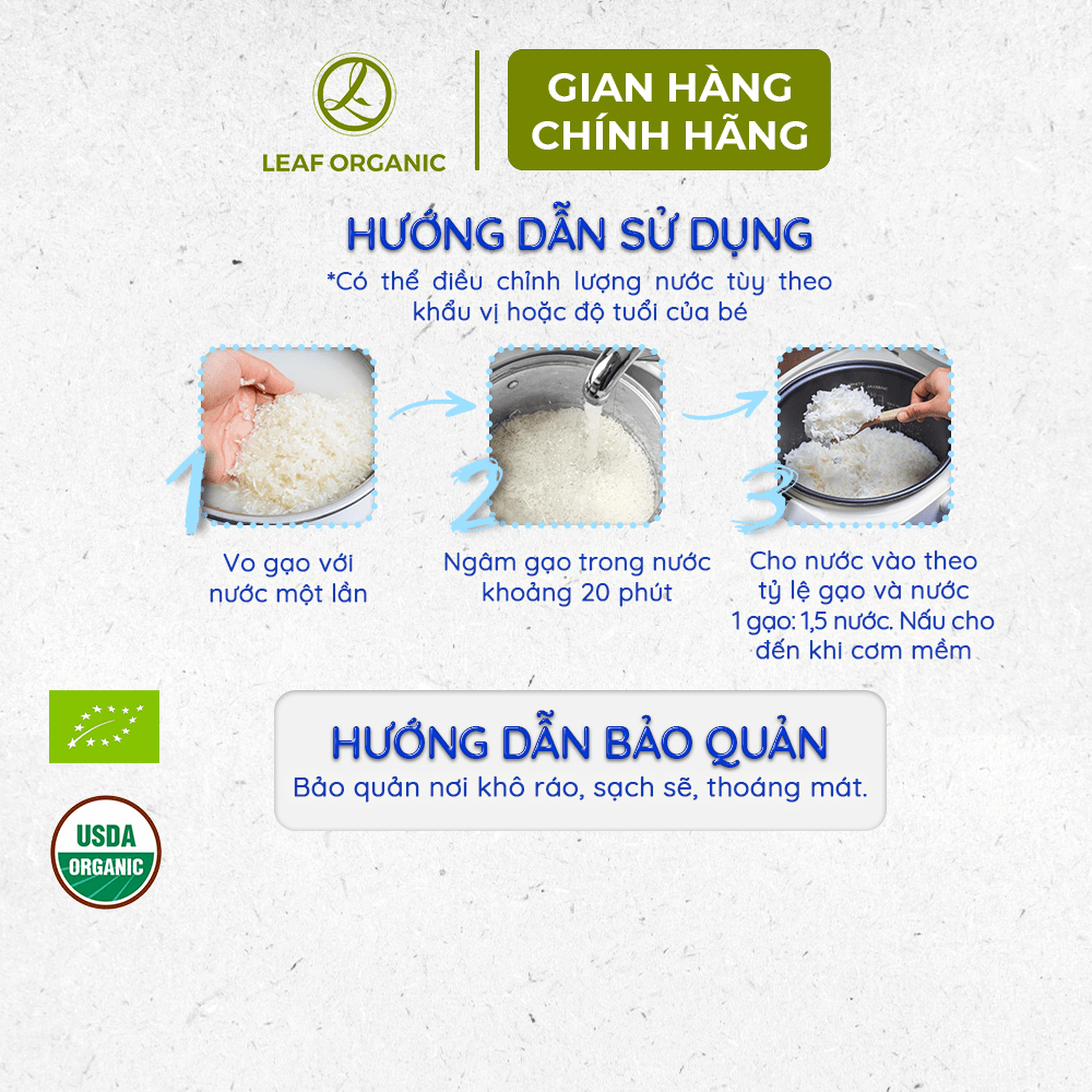 Gạo trắng hữu cơ ăn dặm cho bé Japonica Hoa Sữa 1kg