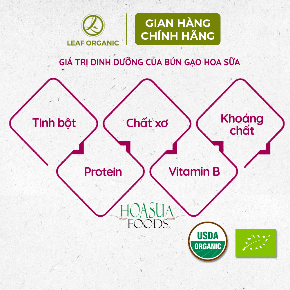 Bún gạo hữu cơ Hoa Sữa 250g Sợi mềm dai, không bị nhũn