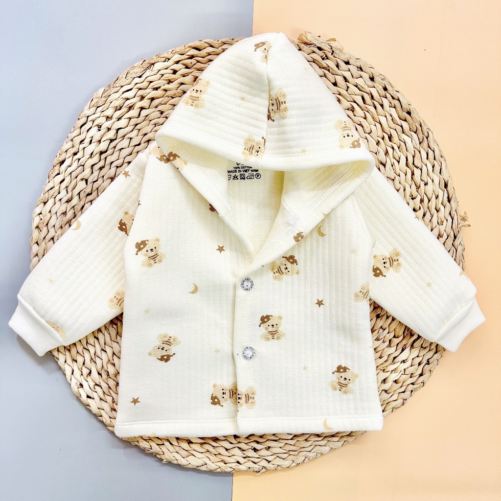 Áo Khoác Nỉ Trần Hàn Thu Đông Có Mũ Nhiều Hình Dễ Thương, Ấm Áp Cho Bé Từ 3-9kg