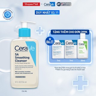 Sữa rửa mặt làm sạch & tẩy tế bào chết dịu nhẹ CeraVe SA Smoothing Cleanser 236ml