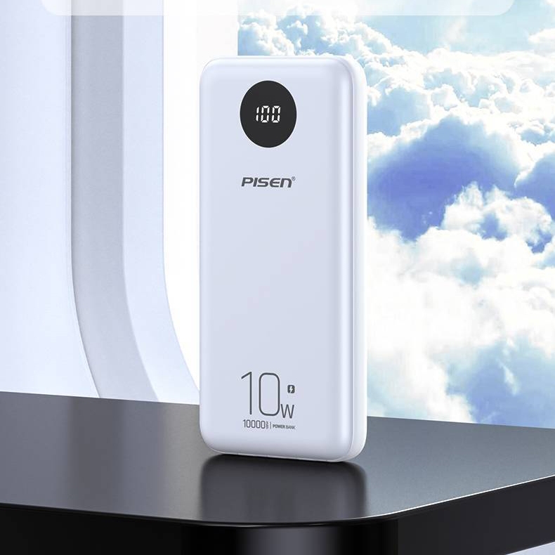 Sạc dự phòng PISEN PowerFo Library 10000mAh, tích hợp 4 cáp C/L/Micro/USB, model: TS-D323, BH 24 tháng - Hàng chính hãng