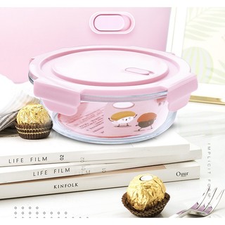 Hộp thủy tinh chịu nhiệt tròn 620ml, 640ml - nắp có ron chống tràn - đựng thực phẩm - mang cơm