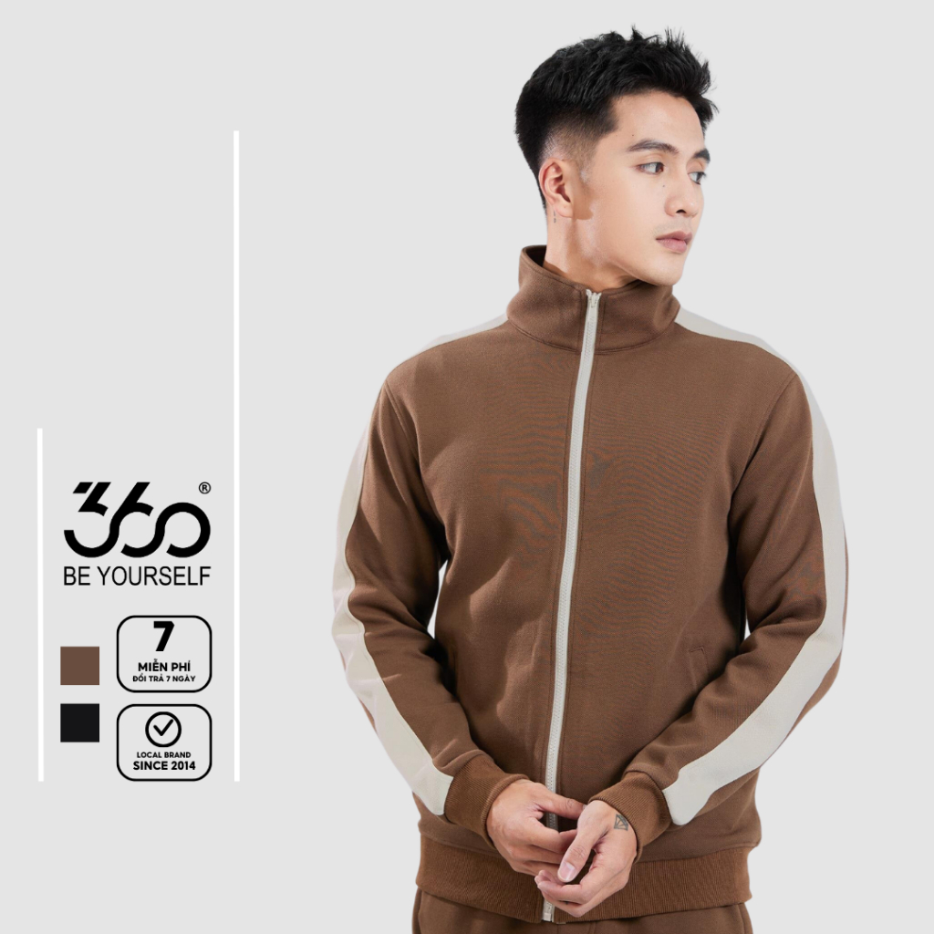 Áo khoác nỉ dài tay phối màu phong cách thương hiệu 360 Boutique giữ nhiệt chất liệu pique cao cấp - KNKTK401