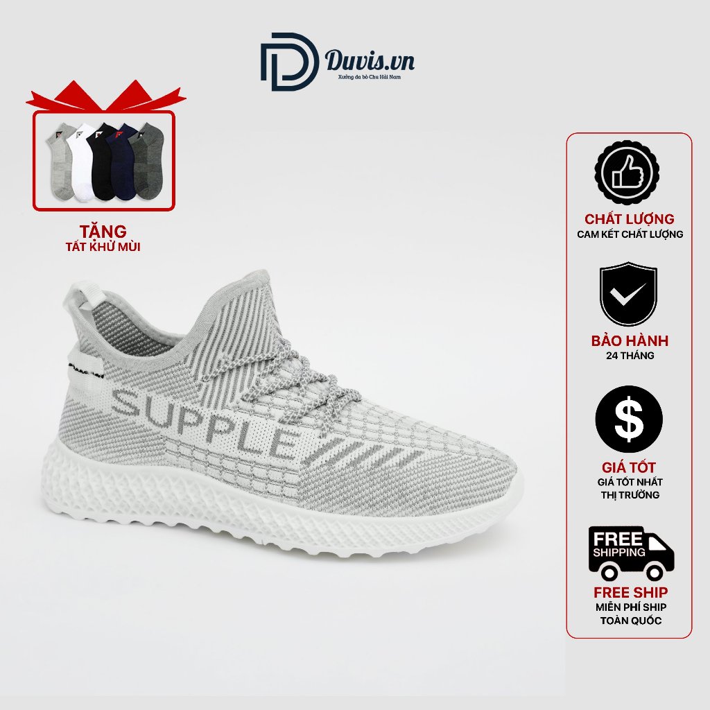 SN11 - Giày Sneaker Cao Cấp Hàng Hiệu Chính Hãng Duvis  Màu Ghi