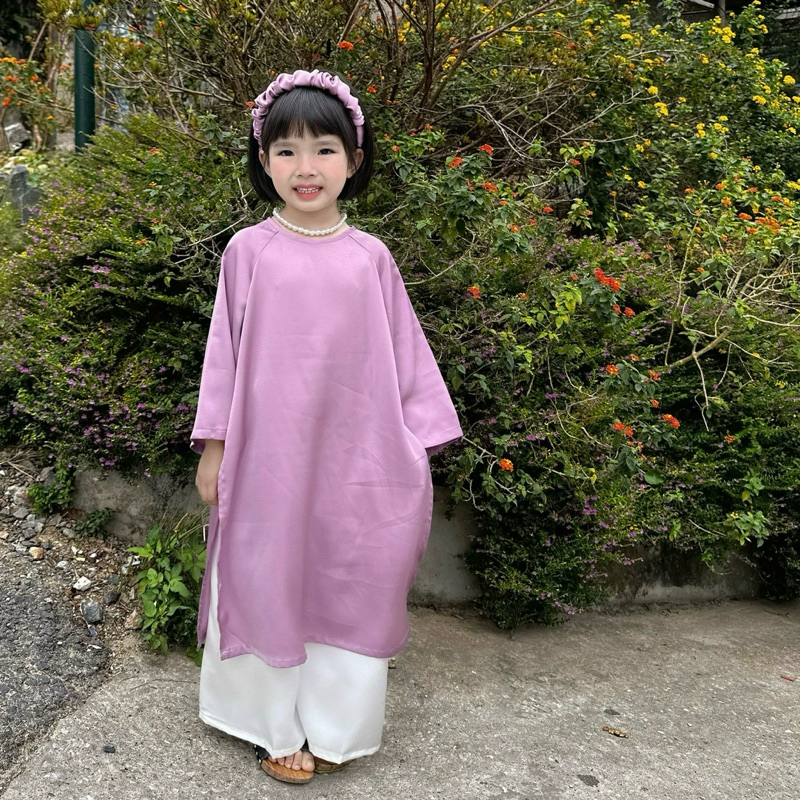 Áo Dài Bé Gái CELINA D21 Áo Dài Cách Tân Cho Bé Gái Tặng Kèm Bờm Chất Liệu Lụa Ngọc Trai Cao Cấp