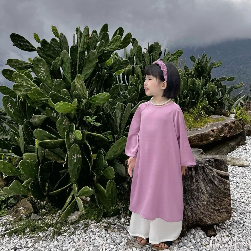 Áo Dài Bé Gái CELINA D21 Áo Dài Cách Tân Cho Bé Gái Tặng Kèm Bờm Chất Liệu Lụa Ngọc Trai Cao Cấp