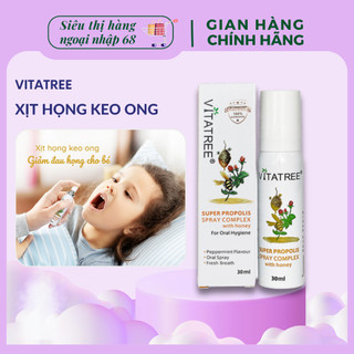 Xịt Họng Keo Ong Vitatree Super Propolis With Manuka Honey 30ml Cho Bé Từ 2 Tuổi - Giảm Ho Đau Rát Họng