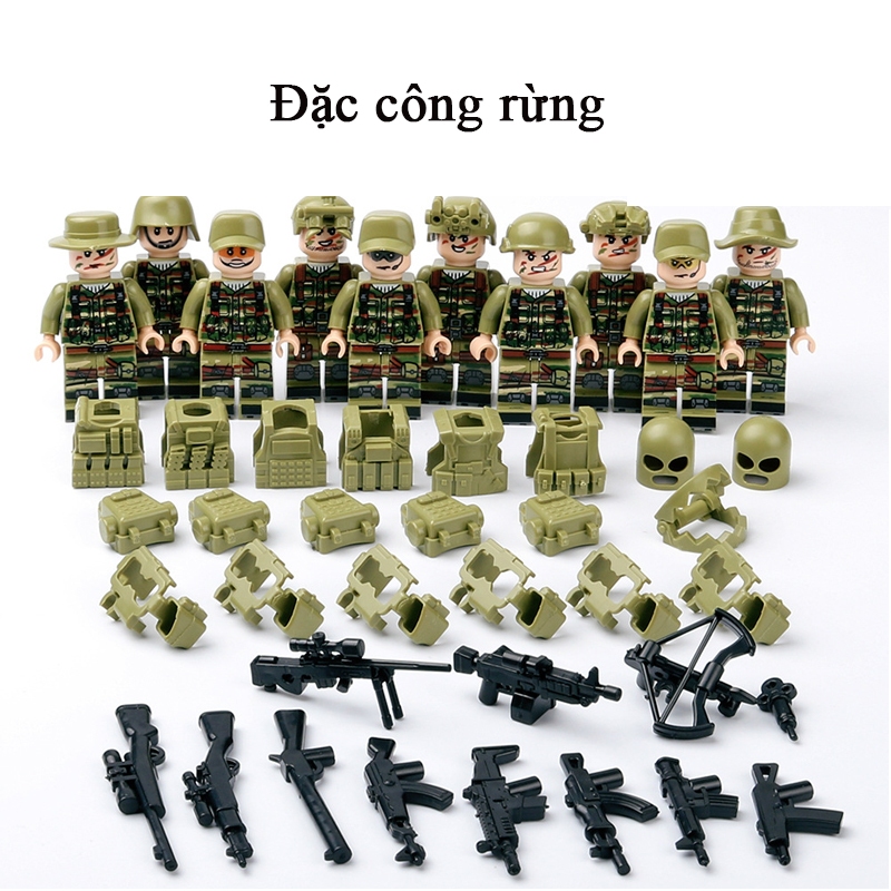 Mô hình đồ chơi lắp ráp mini figure nhân vật cảnh sát, đặc công rừng và lính đánh thuê KAVY (ngẫu nhiên 1 chiếc )