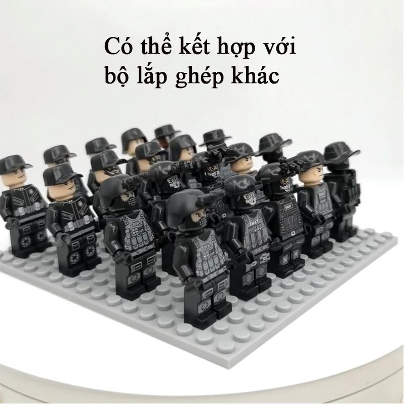 Mô hình đồ chơi lắp ráp mini figure nhân vật cảnh sát, đặc công rừng và lính đánh thuê KAVY (ngẫu nhiên 1 chiếc )