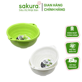 Set chậu, rổ Sanada 1,1L Nhật Bản (màu xanh + màu trắng)