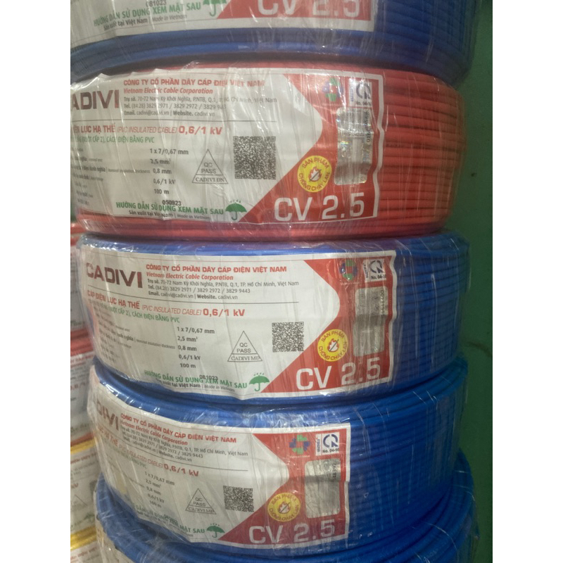 Dây điện Cadivi 2.5 đơn 7 sợi CV2.5