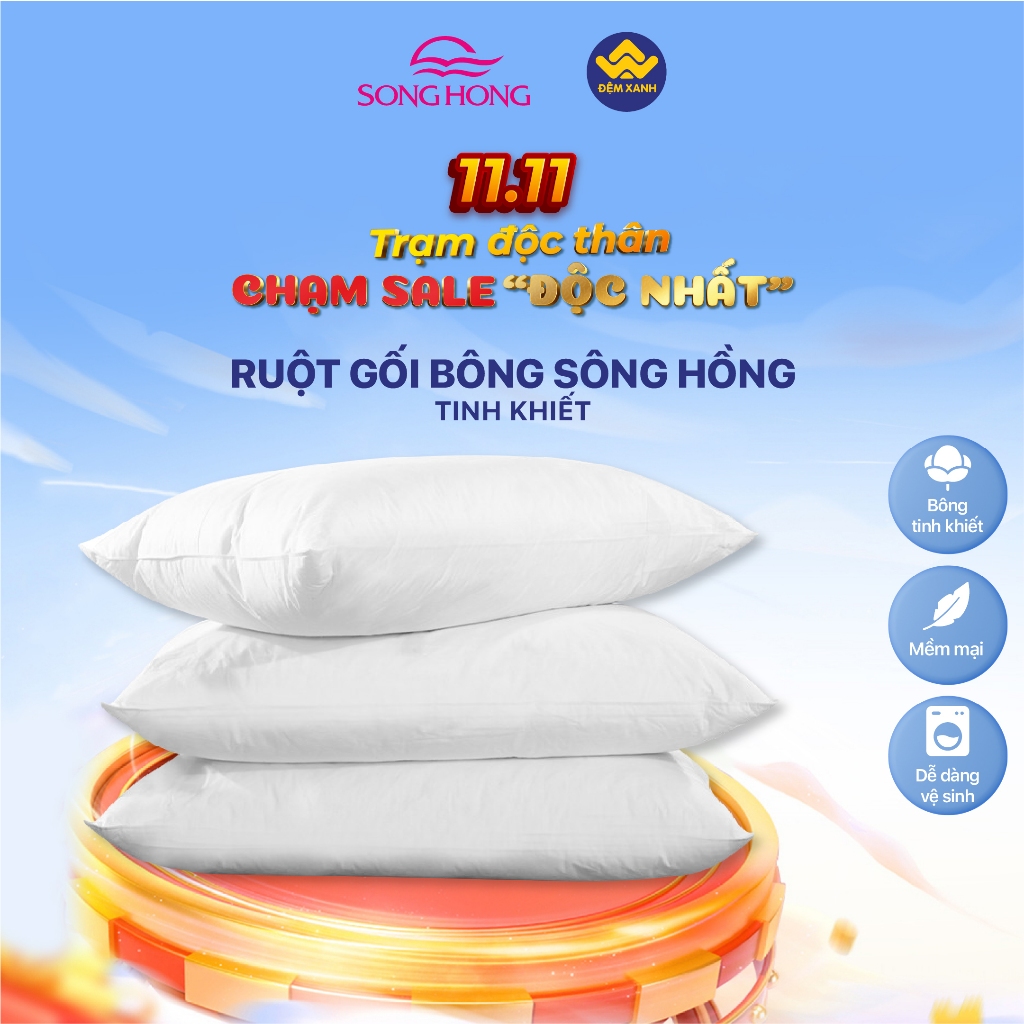 Ruột Gối Bông Sông Hồng Tinh Khiết Kích Thước 45x65cm