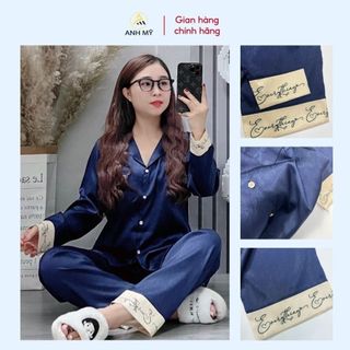 Đồ bộ pijama ANH MỸ chất liệu lụa xước ánh kim cao cấp chính hãng chữ ký tay dài quần dài SP0078 official.anhmy