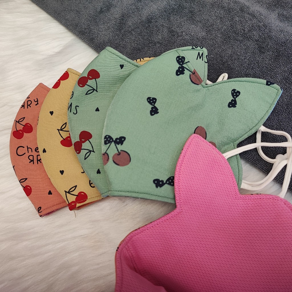 Khẩu trang chống nắng tai mèo 3 lớp, khẩu trang vải chống nắng cao cấp nhiều màu