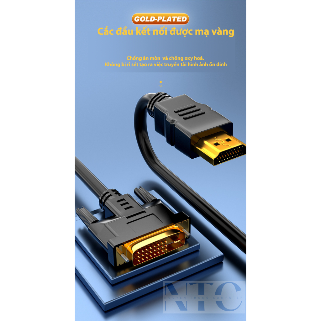 Dây HDMI To DVI  mạ vàng  Dài  1.5 mét