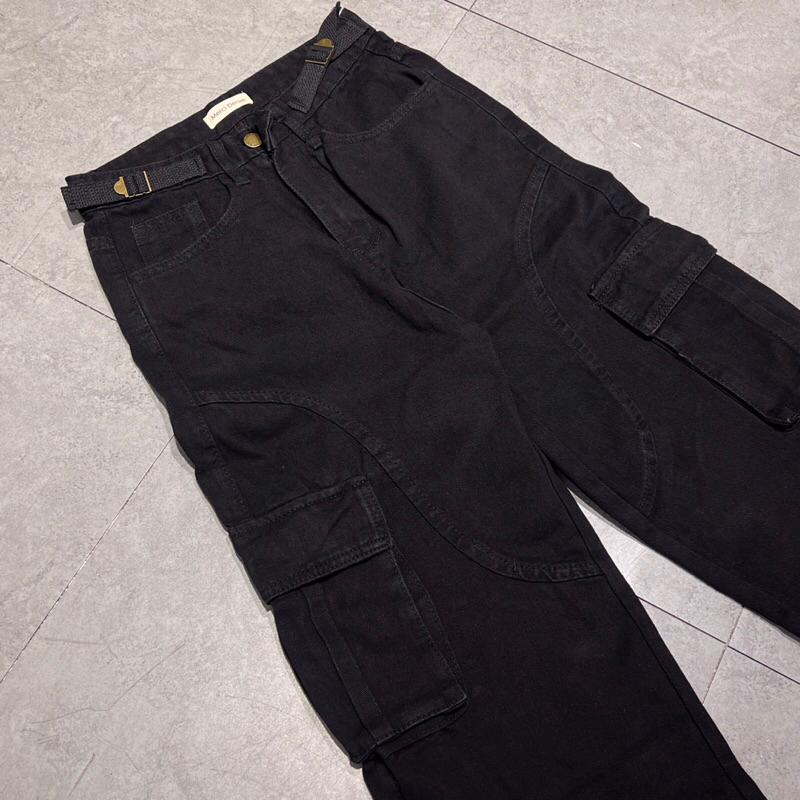 QUẦN JEANS TÚI HỘP DÂY VẢI - BLACK STRAPS