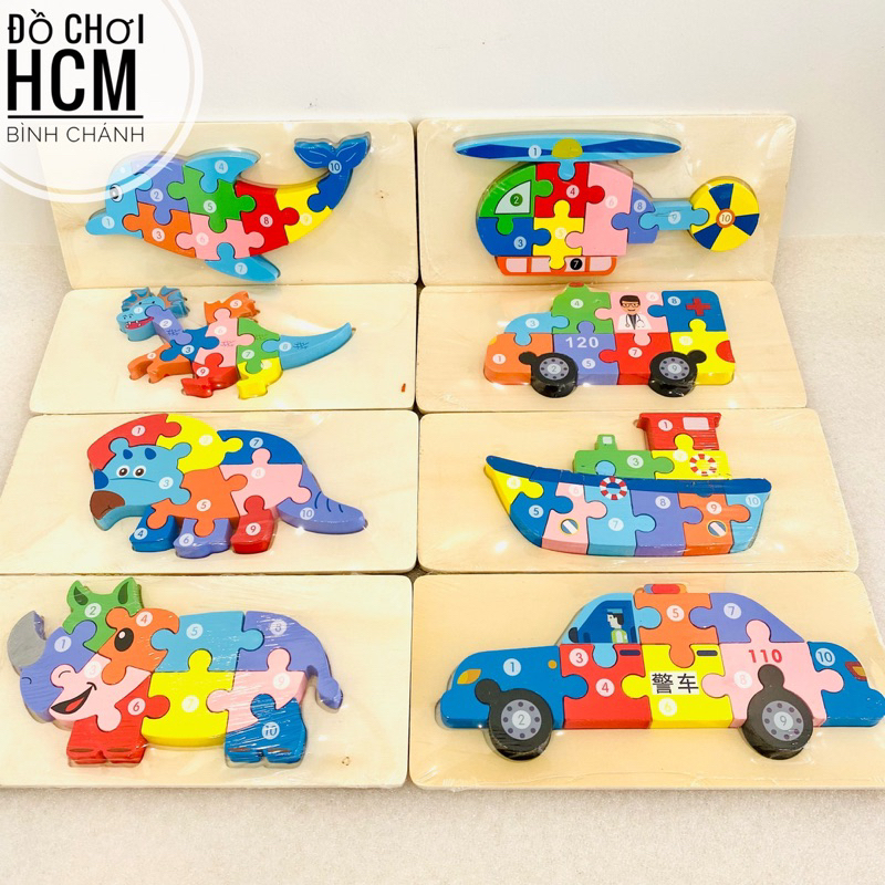 Đồ chơi trẻ em lắp ghép gỗ, xếp hình động vật, mô hình xe ô tô, máy bay, đồ chơi giáo dục trí tuệ thông minh