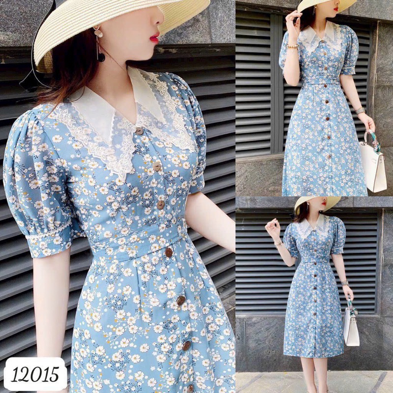 Đầm xoè lụa hoa TRIPBLE T DRESS cổ bèo - Size M/L/XL/XXL