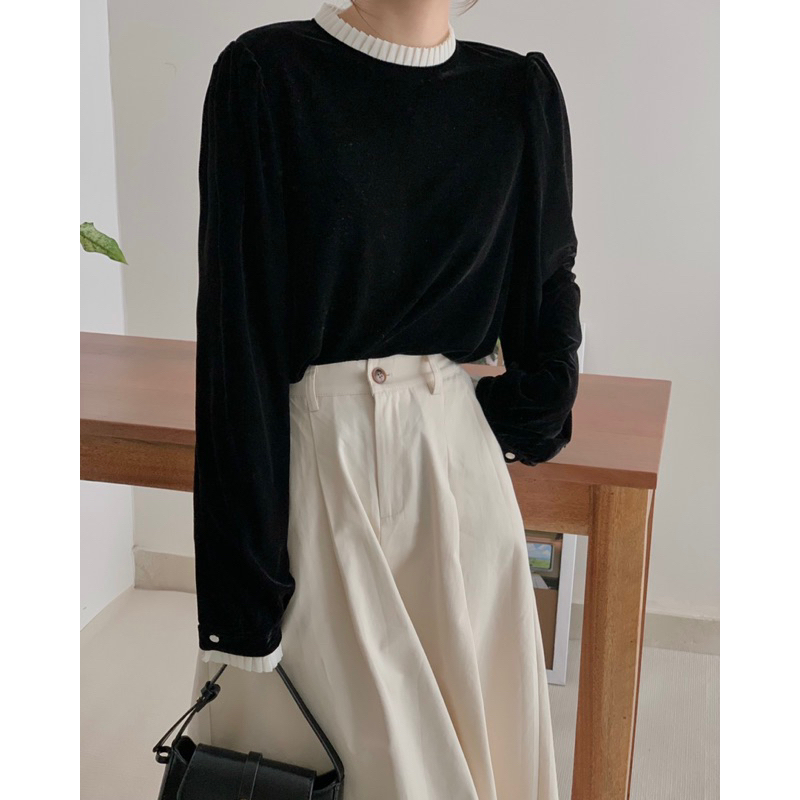 KAYY. Áo nhung cổ bèo _ A2867