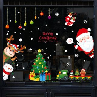 [HỎA TỐC] Decal Noel Lala trang trí hình ông già noel và tuần lộc đẹp trang trí cửa kính và tường có keo sẵn