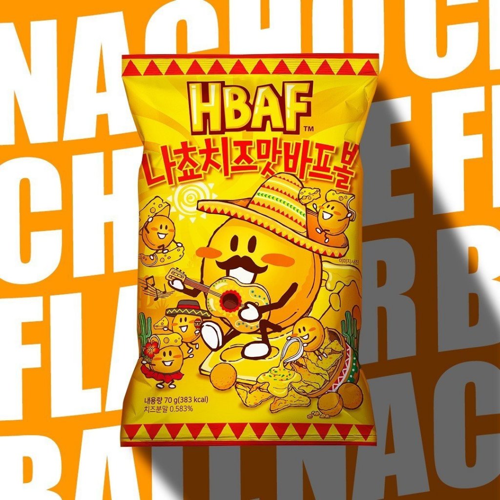 Snack Bắp HBAF Cheese Ball Hàn Quốc Thơm Ngon Các Vị Phô Mai Nacho/ Súp Bắp (Gói 70g)