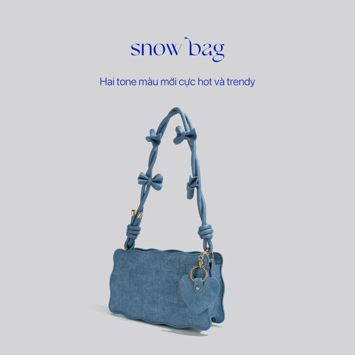 BLEUZ Túi Xách Đeo Vai Thiết Kế Mới Thời Trang Phối Màu Xám/ Xanh Có Dây Đeo Phối Nơ/ Trái Tim Trendy Dành Cho Nữ - SNOW