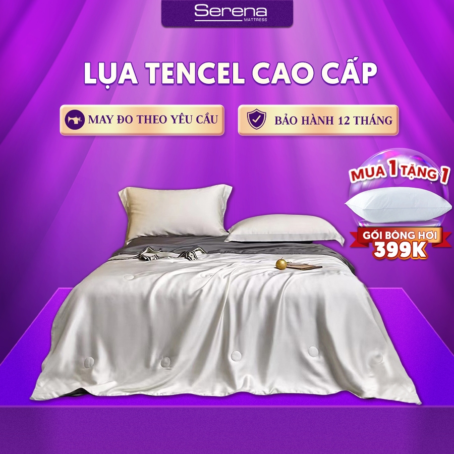 Bộ Vỏ Chăn Ga Gối 5 Món Tencel 80s SERENA Cao Cấp Set Chăn Ra Drap Grap Nệm Đệm Trần Bông Trải Giường Sang Trọng Cao Cấp